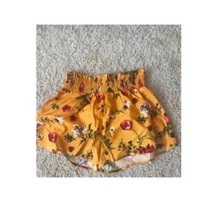 Gold Floral Patterned Shorts